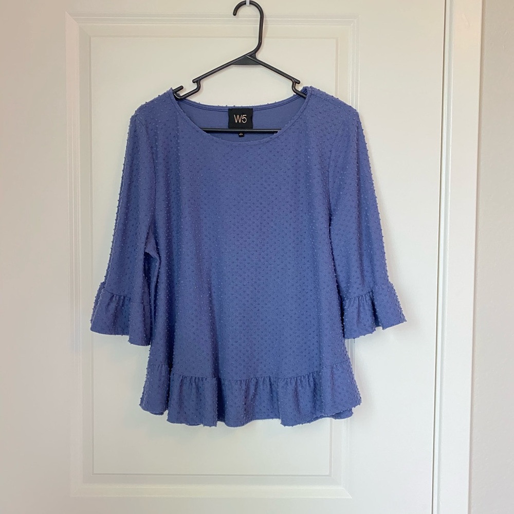 Ruffle Sleeve Pom Pom Polka Dot Top